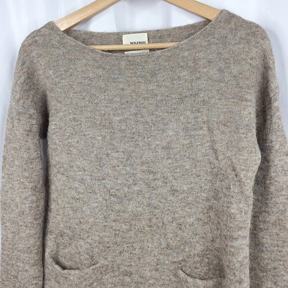 Aritzia Wilfred Free Alpaca Wool Sweater Dress Small Brown Pockets Italy - Picture 3 of 7